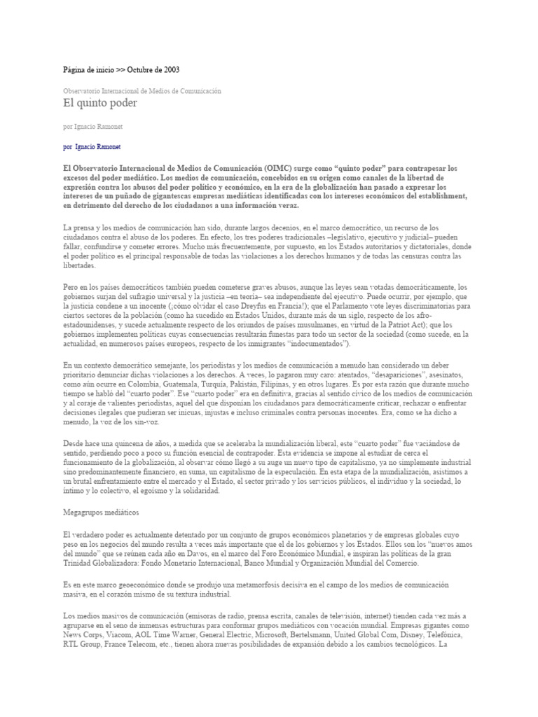 El Quinto Poder Comunicación Análisis | PDF