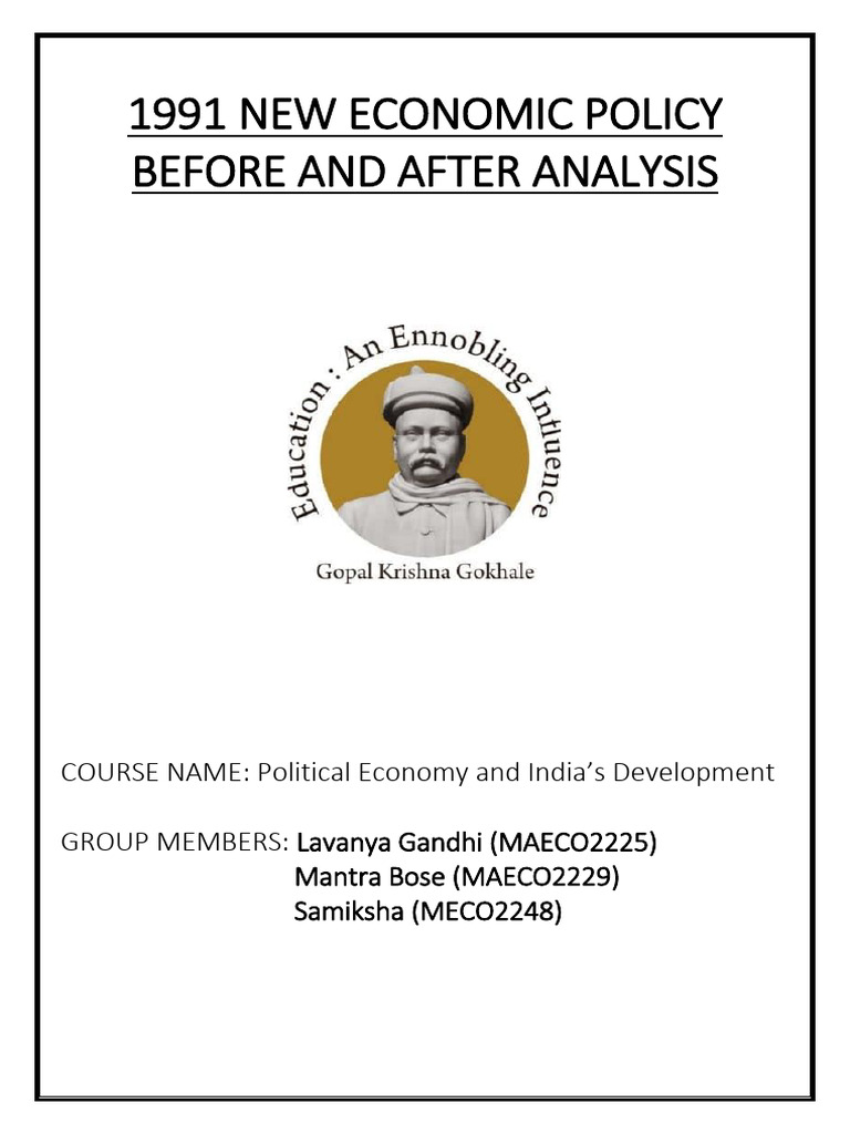 1991 India's New Economic Policy Analysis | PDF | Taxes | Government ...