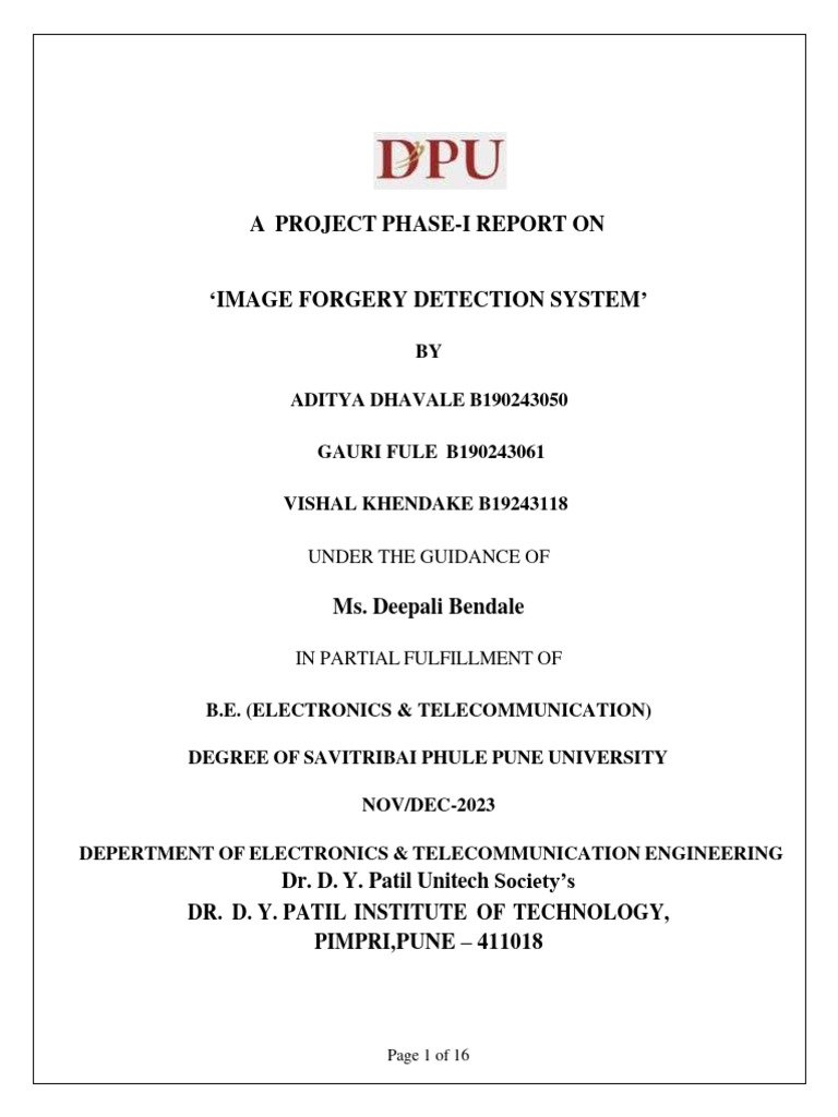 Image Forgery Detection System Report | PDF | Authentication | Computing
