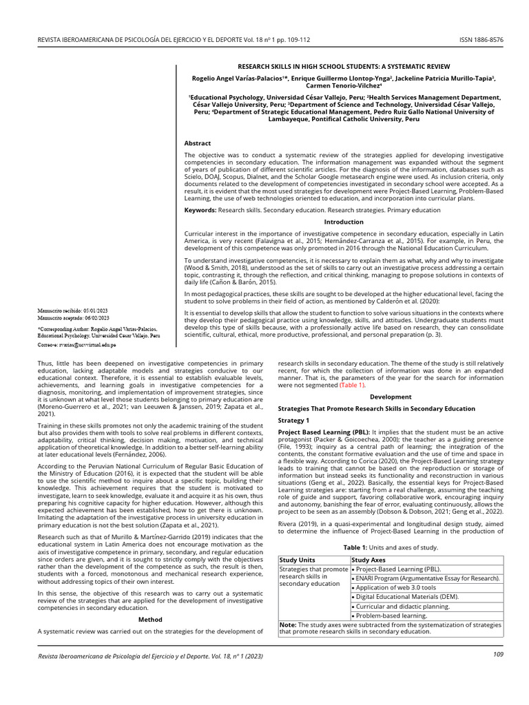 Strategies for Research Skills in Education | PDF | Project Based ...