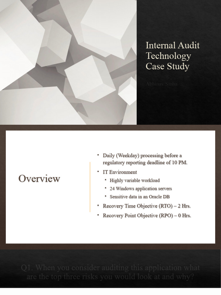 Internal Audit Risks and Controls Case Study | PDF | Disaster Recovery ...