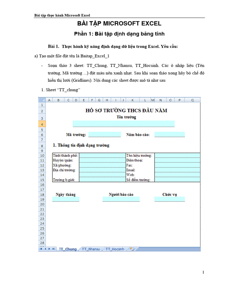 Phan III - Bai Tap MS Excel - New | PDF