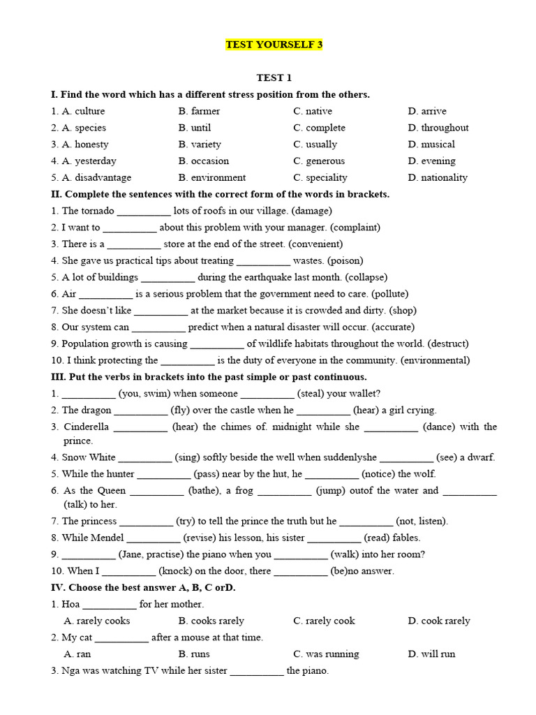 TEST YOURSELF 3 (Unit 789) | PDF | Pollution | Tropical Cyclones