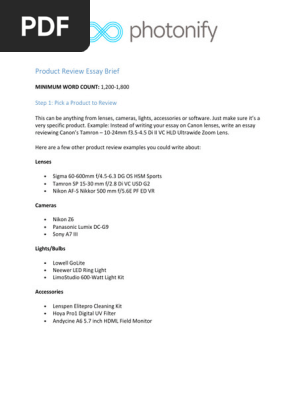 Product Review Essay Brief