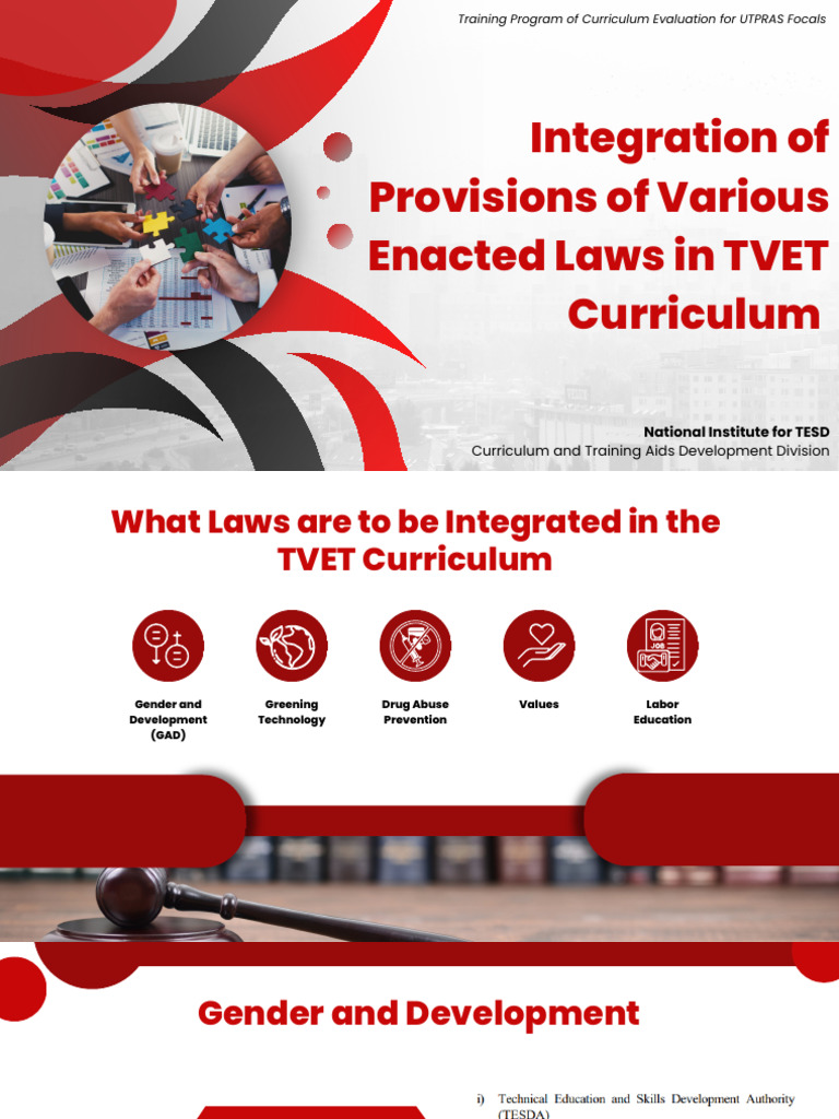 Integrating Laws in TVET Curriculum | PDF | Vocational Education ...