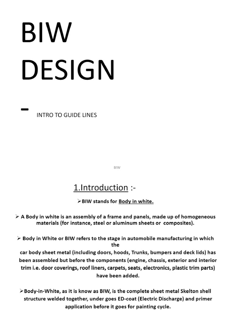 Design guidelines for body in white structures an introduction to