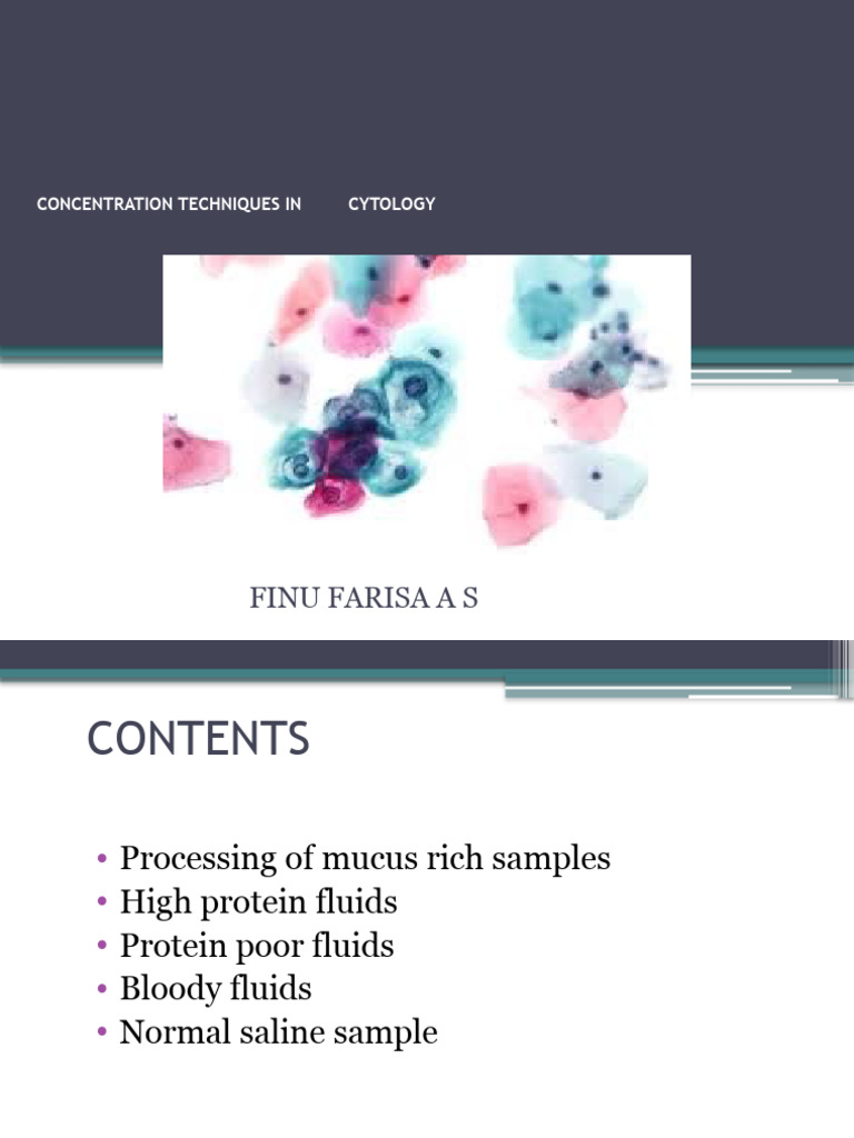 Concetration Techniques in Cytology PDF Cytopathology Fixation