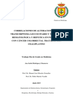 Correlaciones de Alteraciones Del Transcriptoma Leucocitario y Toxicidad Hematologica y Hepatica en Pacientes Con Cancer Colorrectal Tratados Con Oxaliplatino