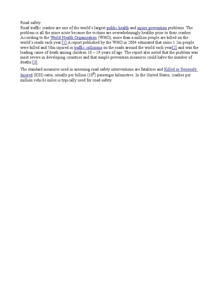 Global Road Safety Challenges and Solutions | PDF