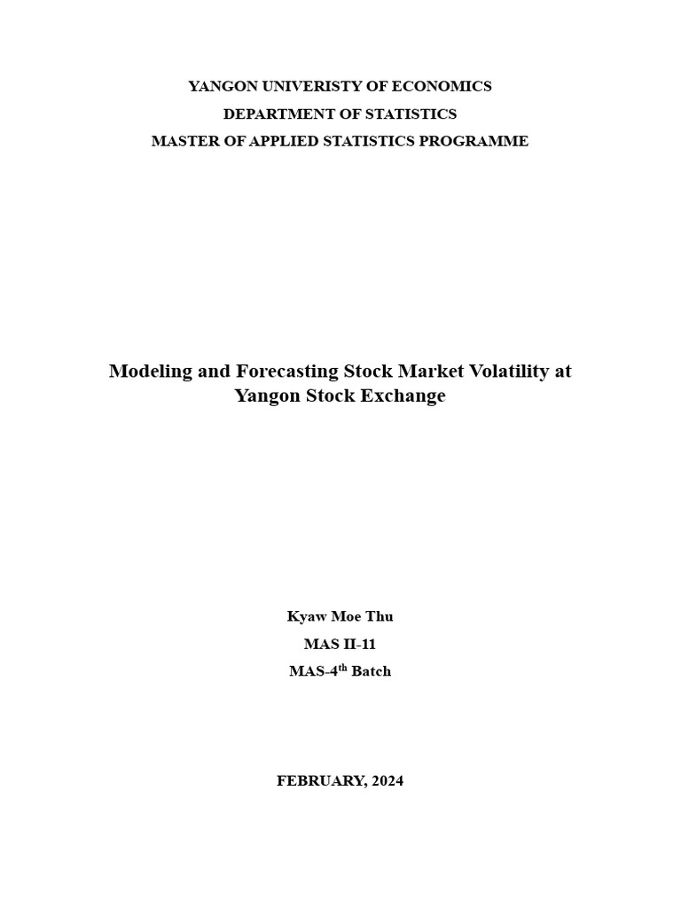 Chapter 1 Modeling and Forecasting Stock Market Volatility at Yangon ...
