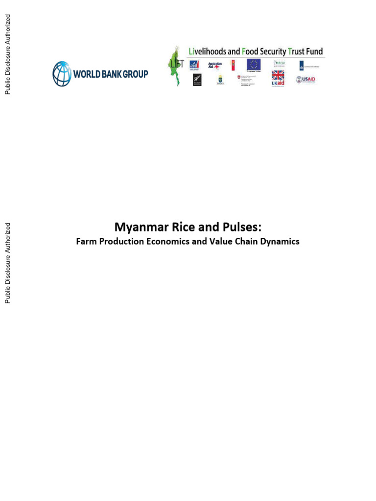 Myanmar Rice and Pulses Farm Production Economics and Value Chain Dynamics PDF Rice Legume