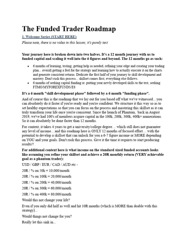 The Funded Trader Roadmap The 12 Month Journey To Transformation