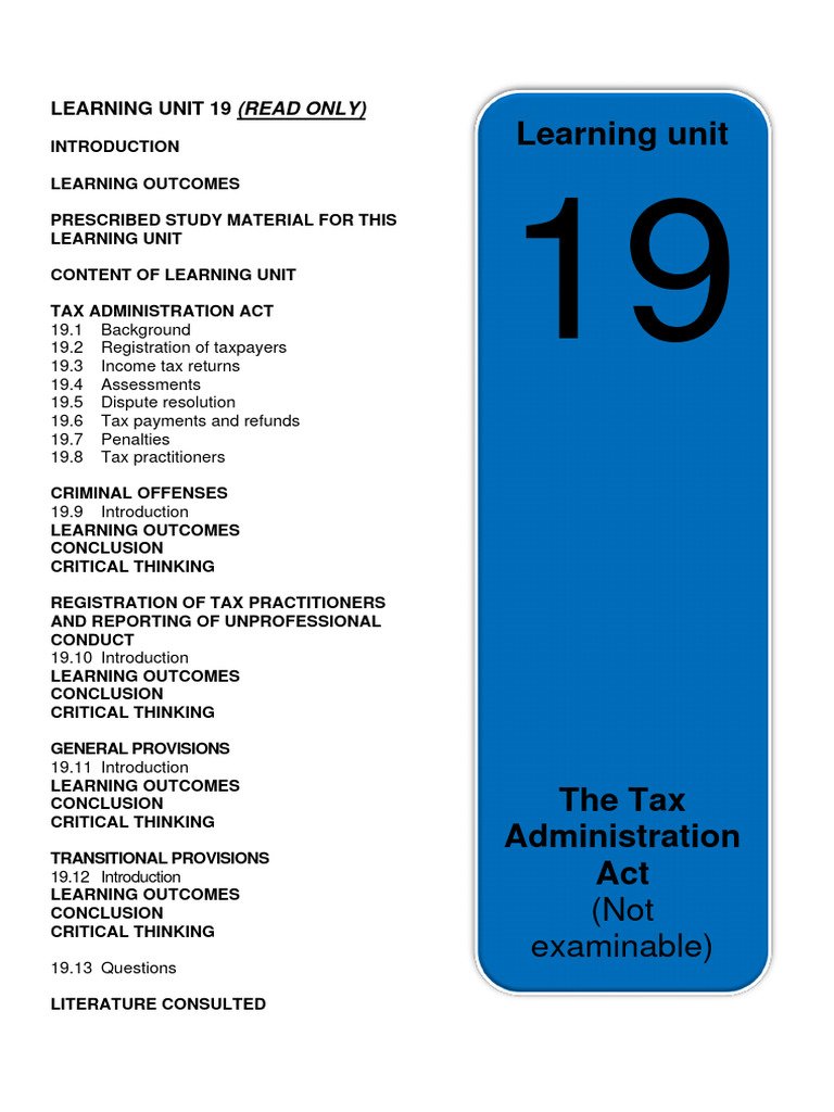 LU19 - Tax Administration Act | PDF
