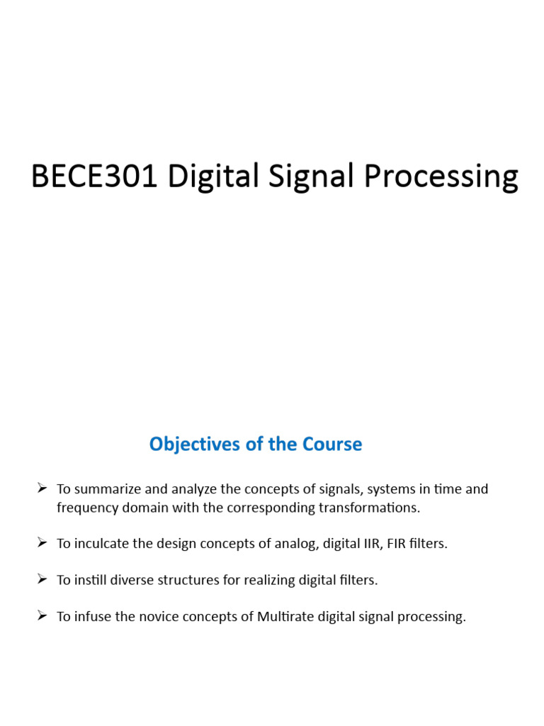 Digital Signal Processing Course Overview | PDF | Discrete Time And ...