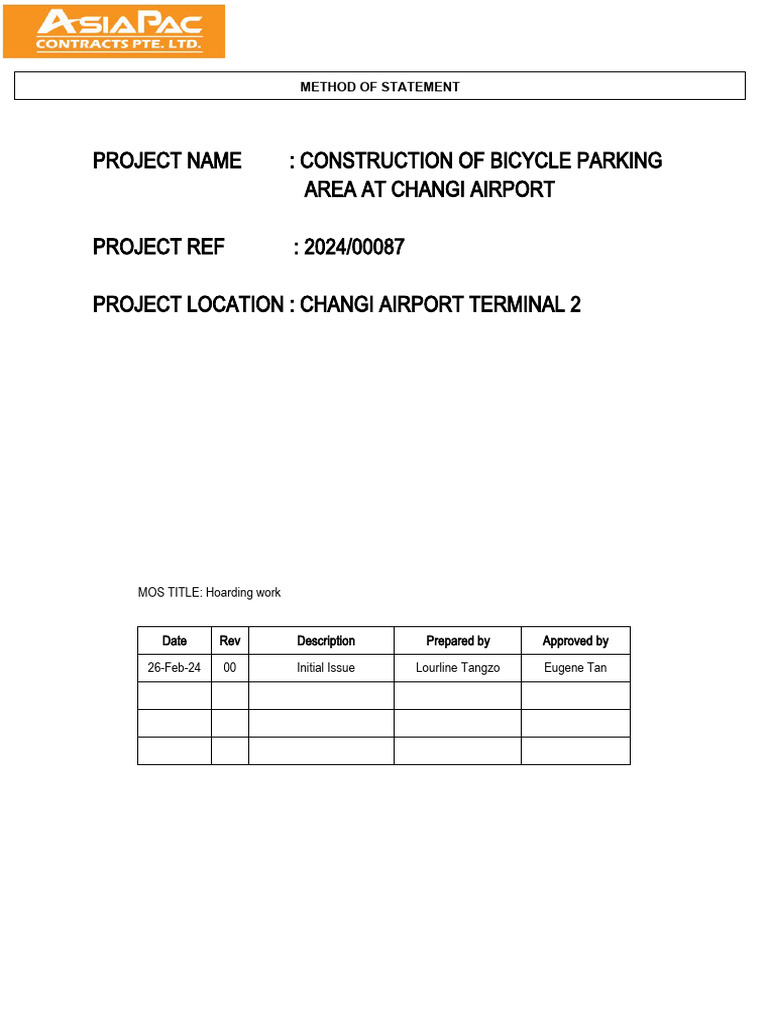 Hoarding Method Statement for Changi Project | PDF | Forklift | Pallet