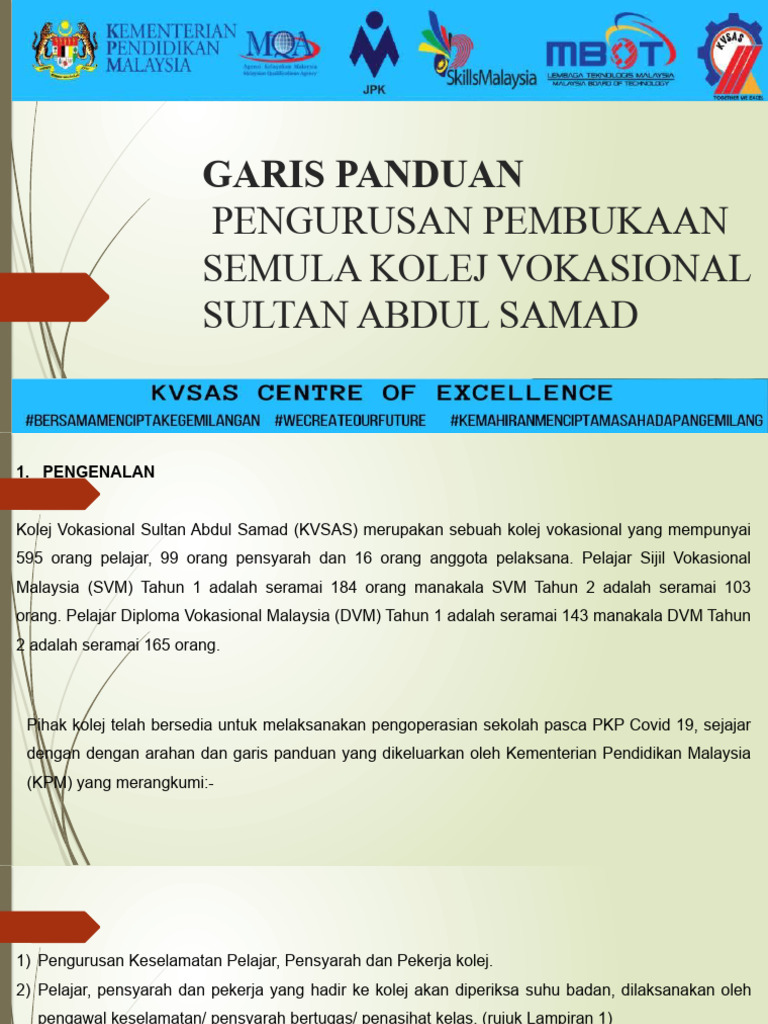 3.4 GP Pengurusan Pembukaan Semula Kolej KVSAS | PDF