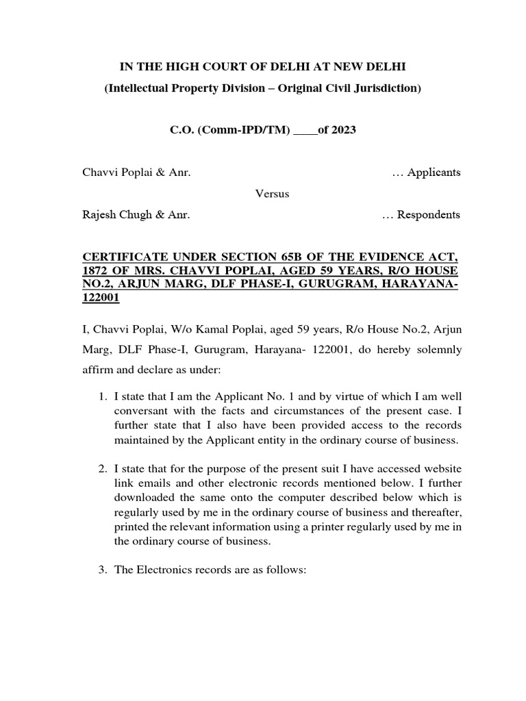 Chavvi Poplai vs. Rajesh Chugh Case | PDF