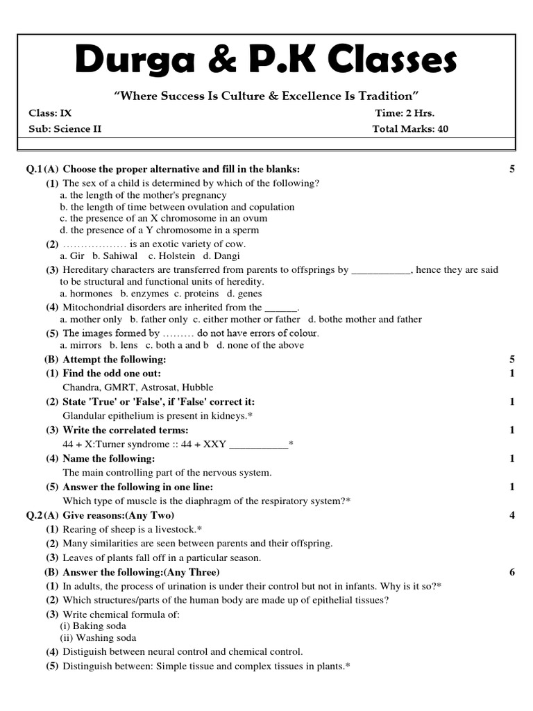 Class IX Science II Exam Questions | PDF | Mirror | Telescope