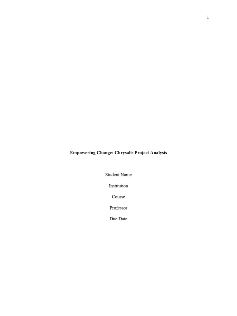Chrysalis Project: Empowering Young Women | PDF