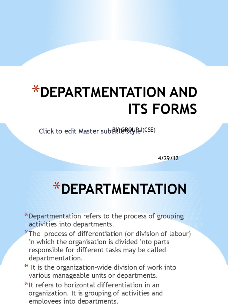 Understanding Departmentation in Organizations | PDF | Division Of ...