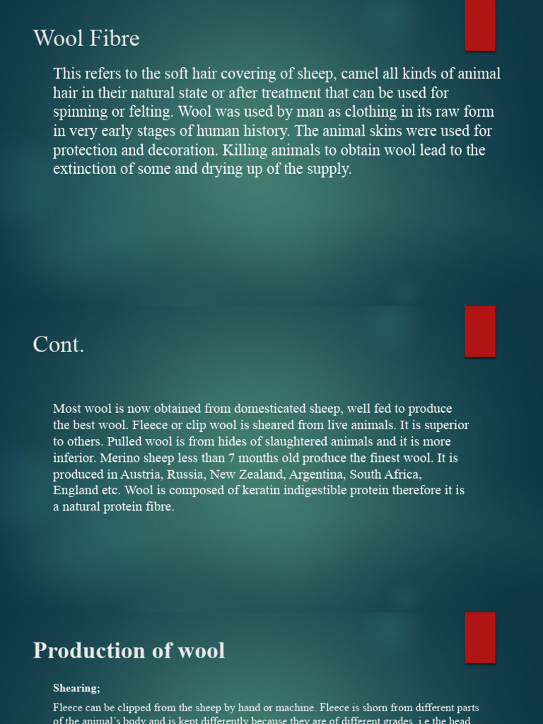Characteristics and Processing of Wool Fiber | PDF | Wool | Worsted