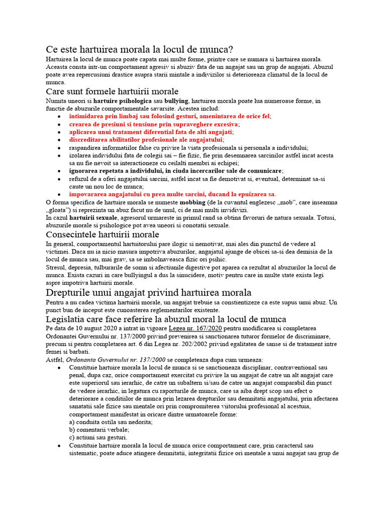 Ce Este Hartuirea Morala La Locul de Munca | PDF