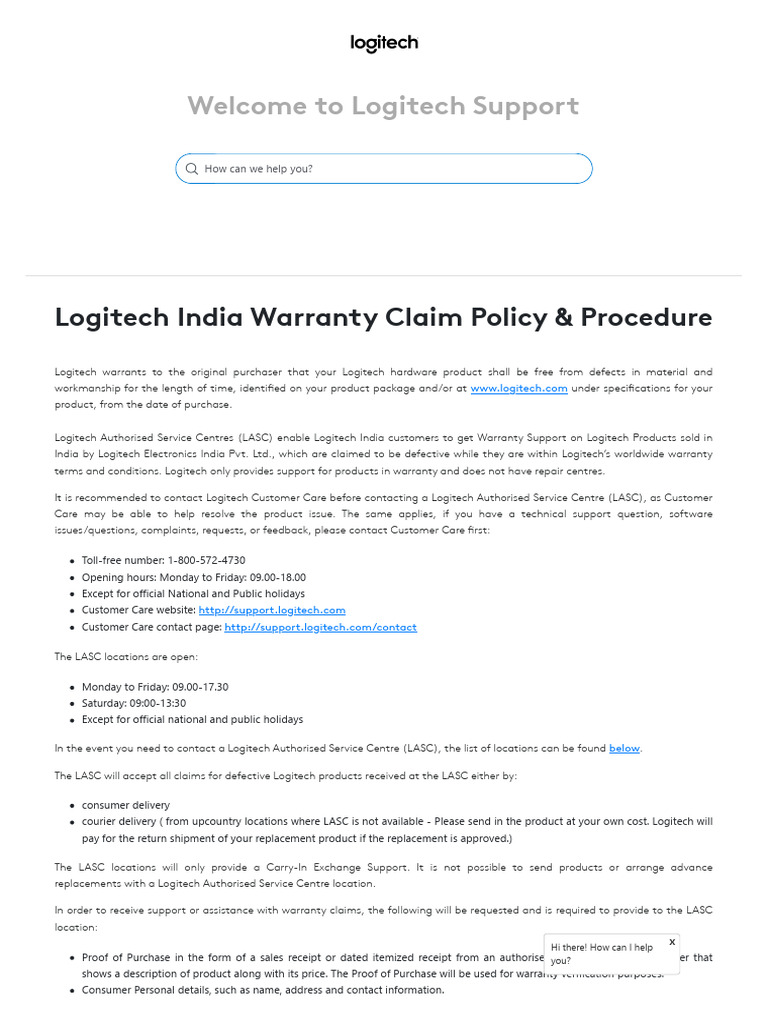 Logitech India Warranty Process Guide | PDF | Business