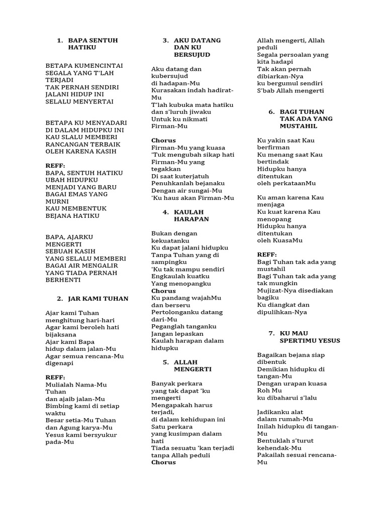 40 Lirik Lagu Rohani Kristen Terbaru | PDF