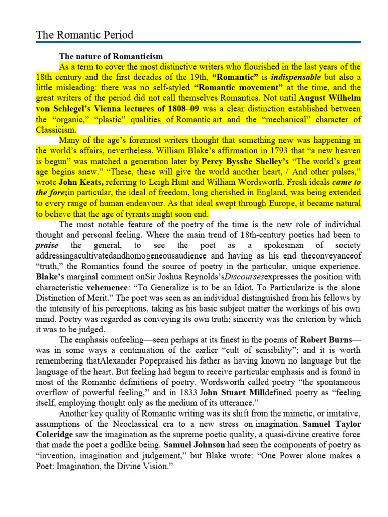 ІЗЛ 2 курс Lecture 4 1 The Romantic Period of Eng Lit | PDF | Samuel ...