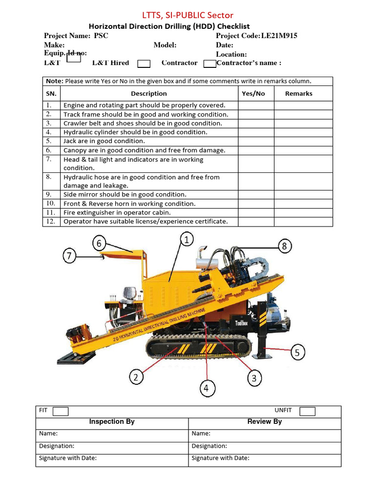 HDD Safety Inspection Checklist | PDF | Business | Computers