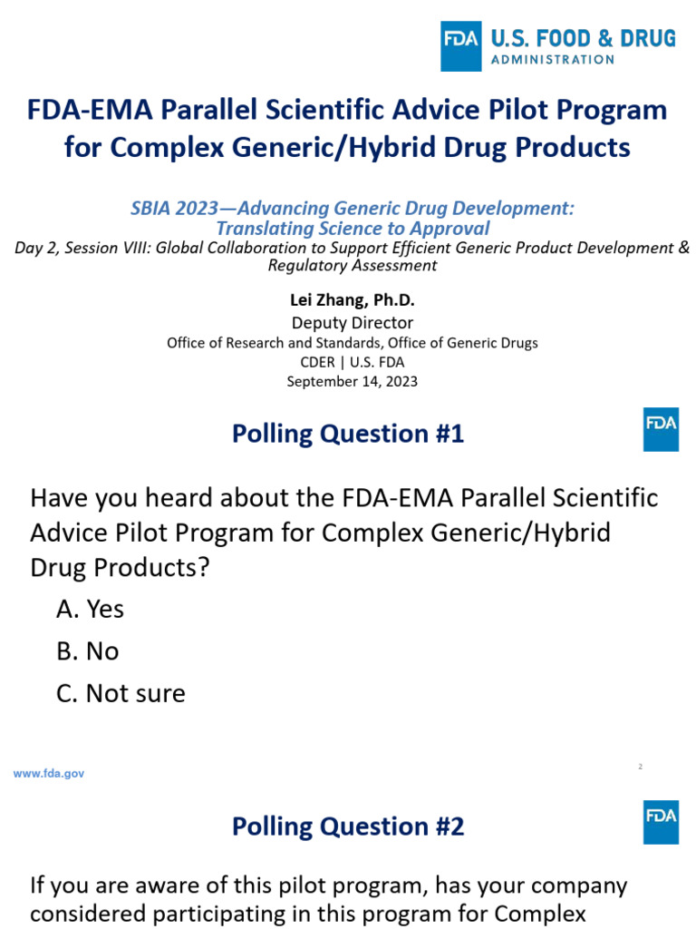 FDA-EMA Parallel Advice for Complex Generics | PDF | Food And Drug ...