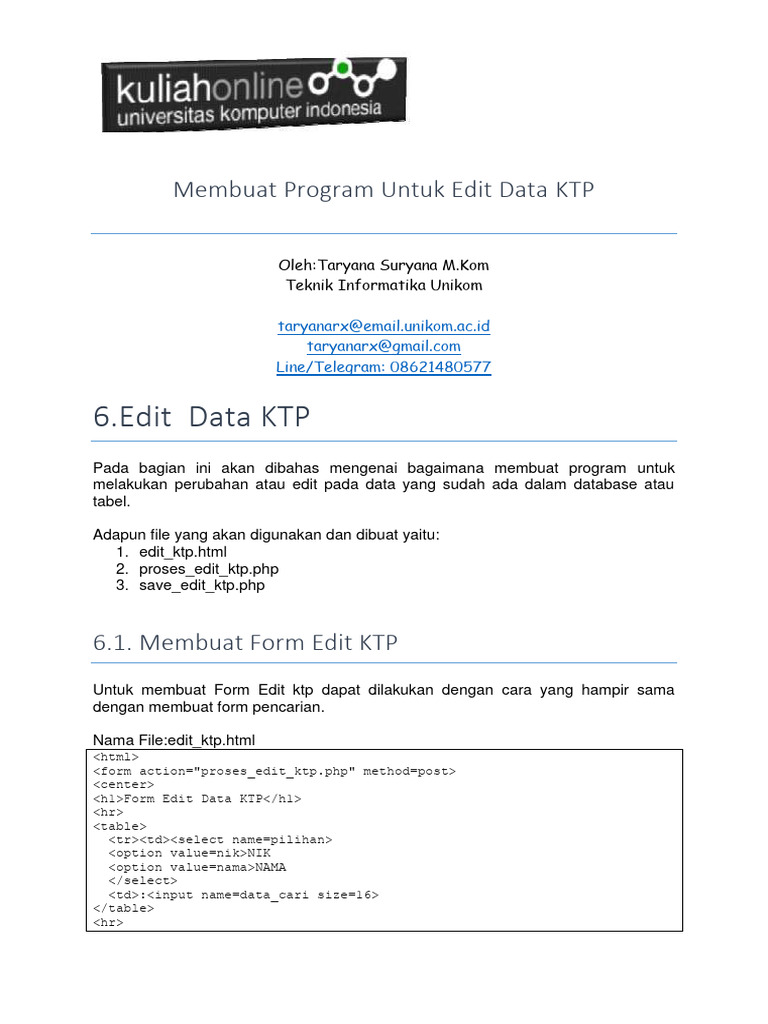 Program Edit Data KTP Online | PDF | Komputer