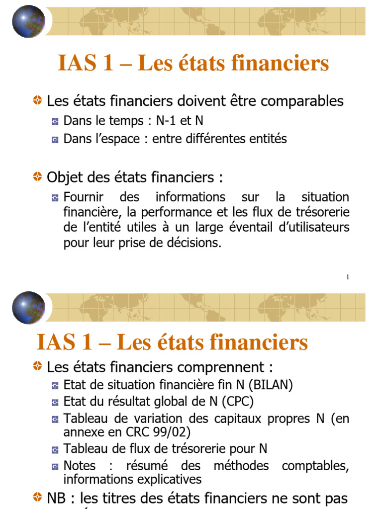 IAS 1 : Présentation des états financiers | PDF | Normes ...