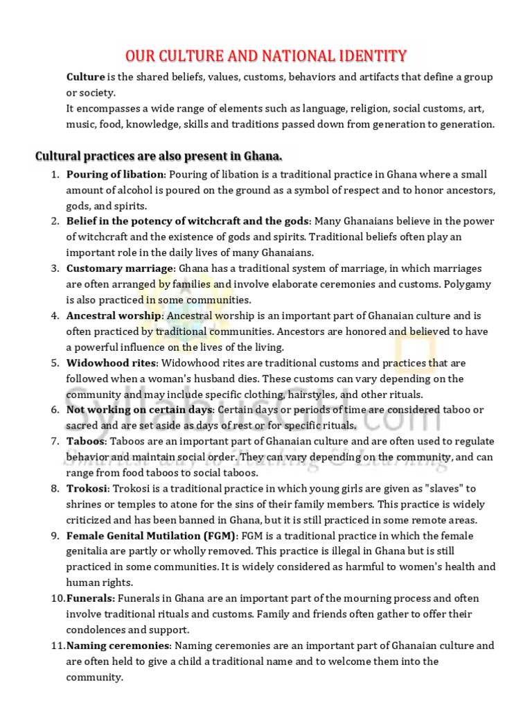 Ghana's Cultural Identity and Practices | PDF | Ghana | Veneration Of ...