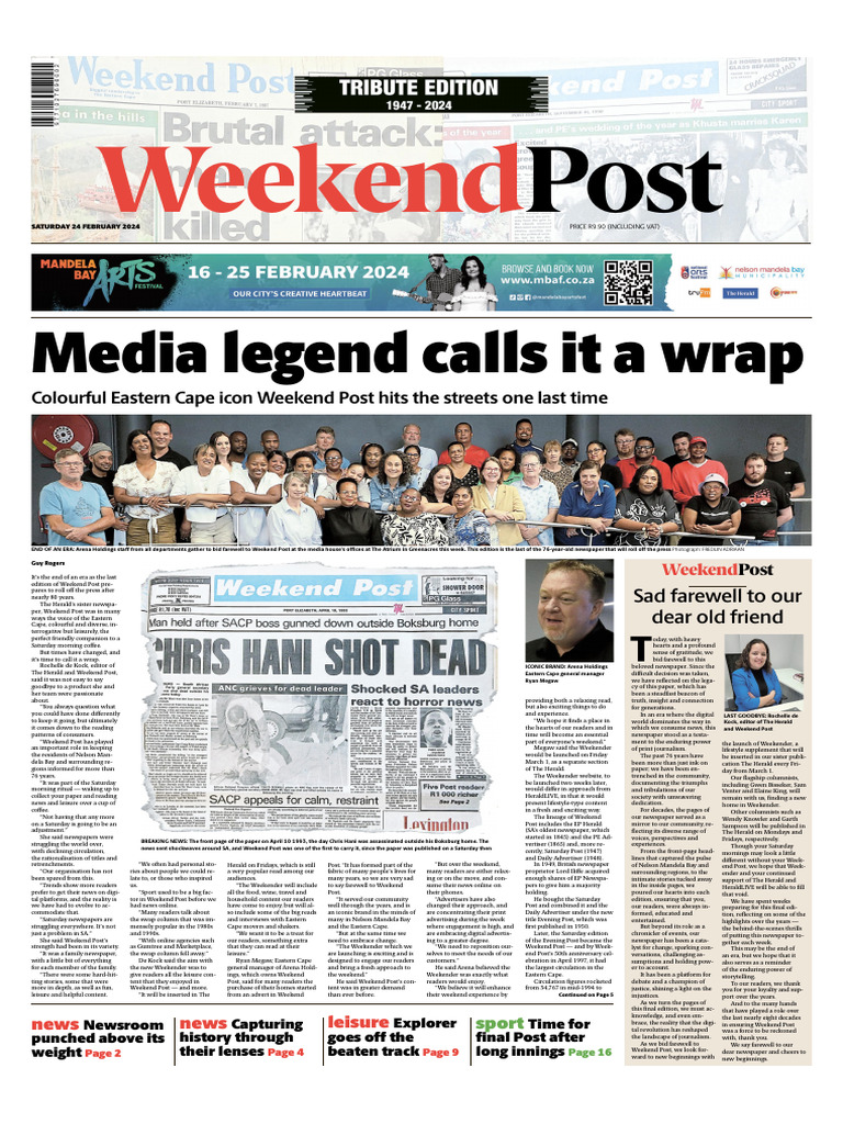 TRIBUTE EDITION - Weekend Post Calls It A Wrap | PDF | Newspapers | News