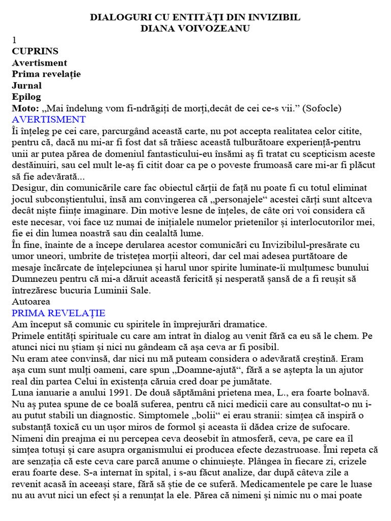 Dialoguri Cu Entități Din Invizibil Diana Voivozeanu | PDF