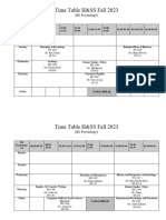 Time Table Fall 2023 BS Psychology V3
