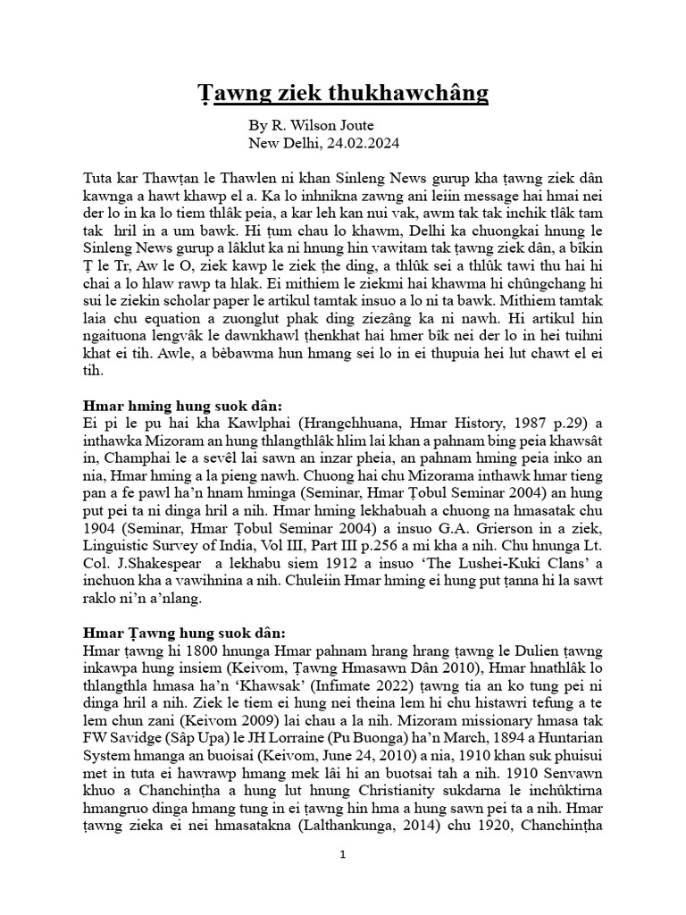 Hmar Language Evolution Insights | PDF | Self-Improvement