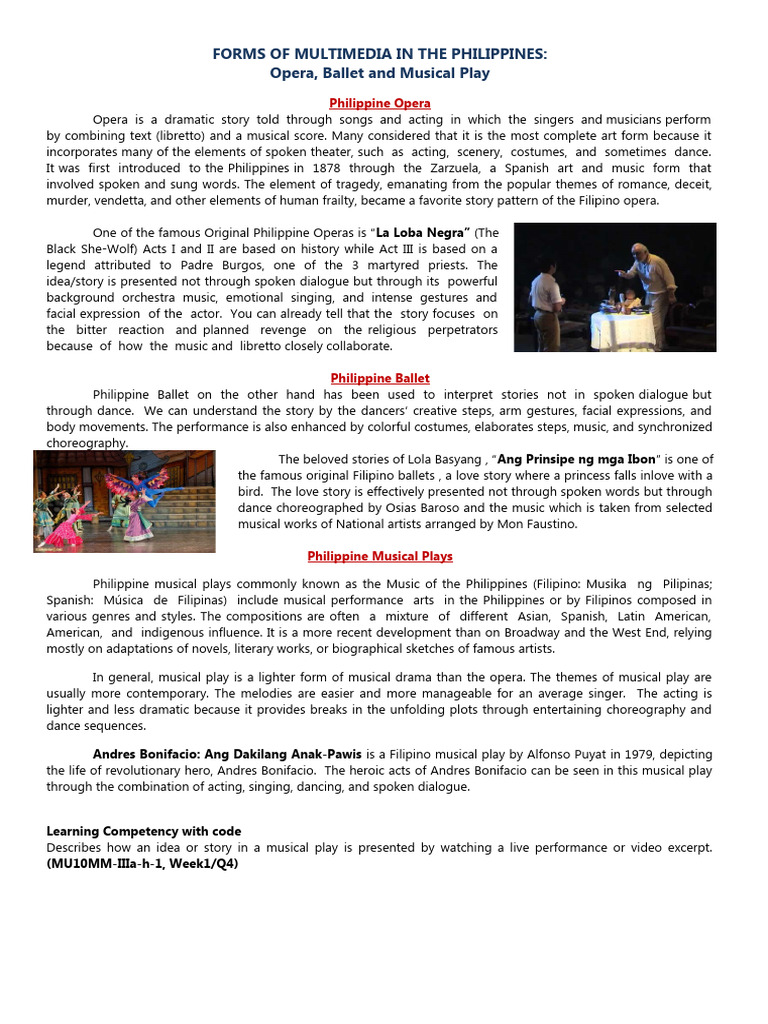 Forms of Multimedia in The Philippines | PDF | Musical Theatre | Orchestras