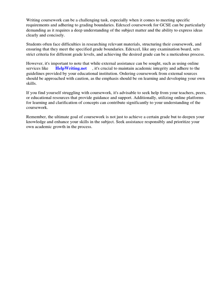 Edexcel Coursework Grade Boundaries Gcse | PDF | Student Assessment And ...