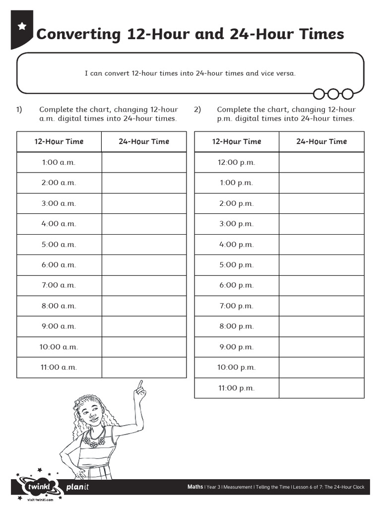 Differentiated Converting 12hr and 24hr Time | PDF