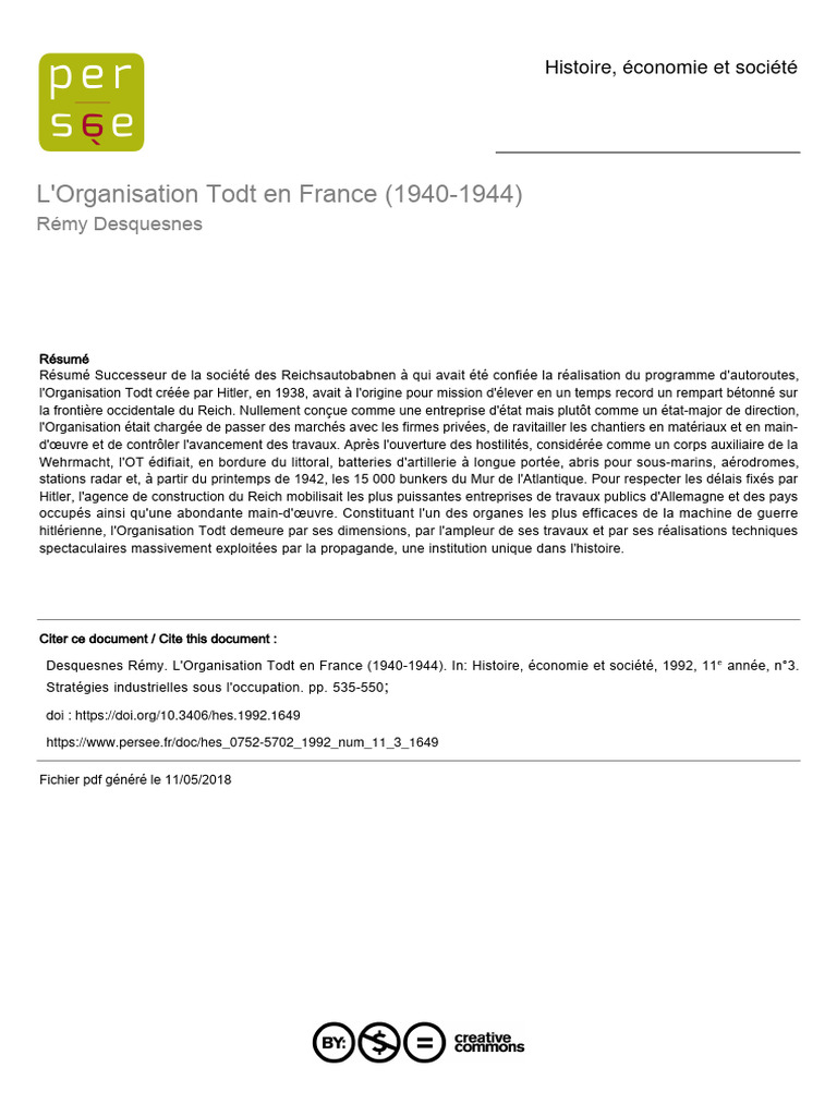 L'Organization TODT en France - Remy Desquens | PDF | Allemagne nazie ...