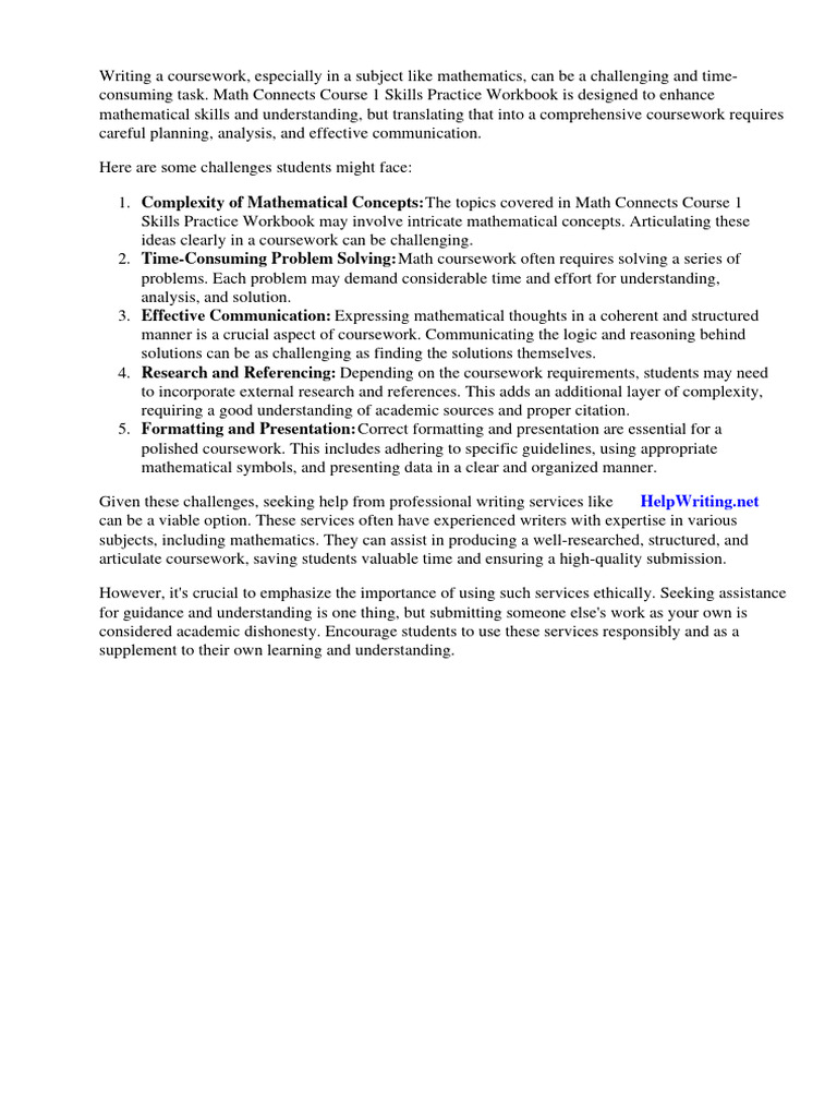 Math Connects Course 1 Skills Practice Workbook | PDF | Amazon Kindle