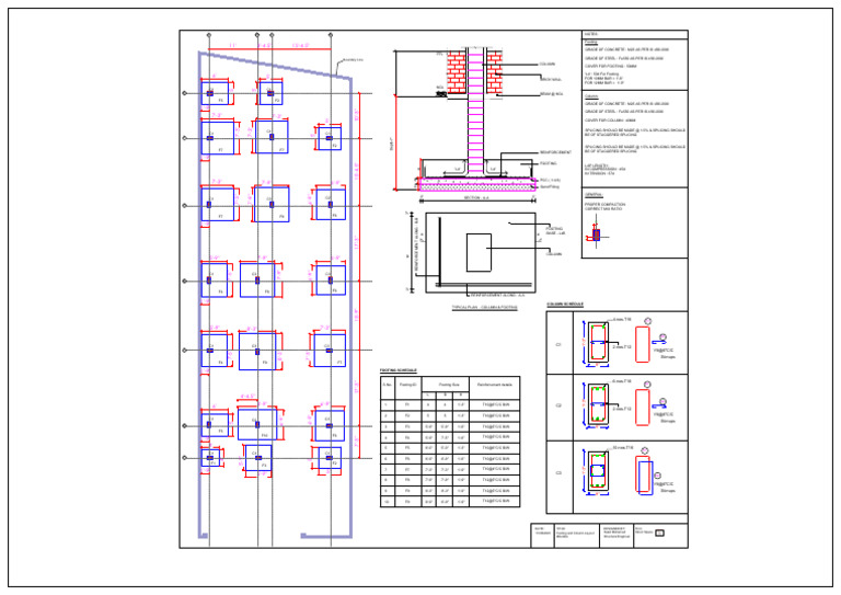 Footing and Column Layout Details | PDF | Components | Building Materials