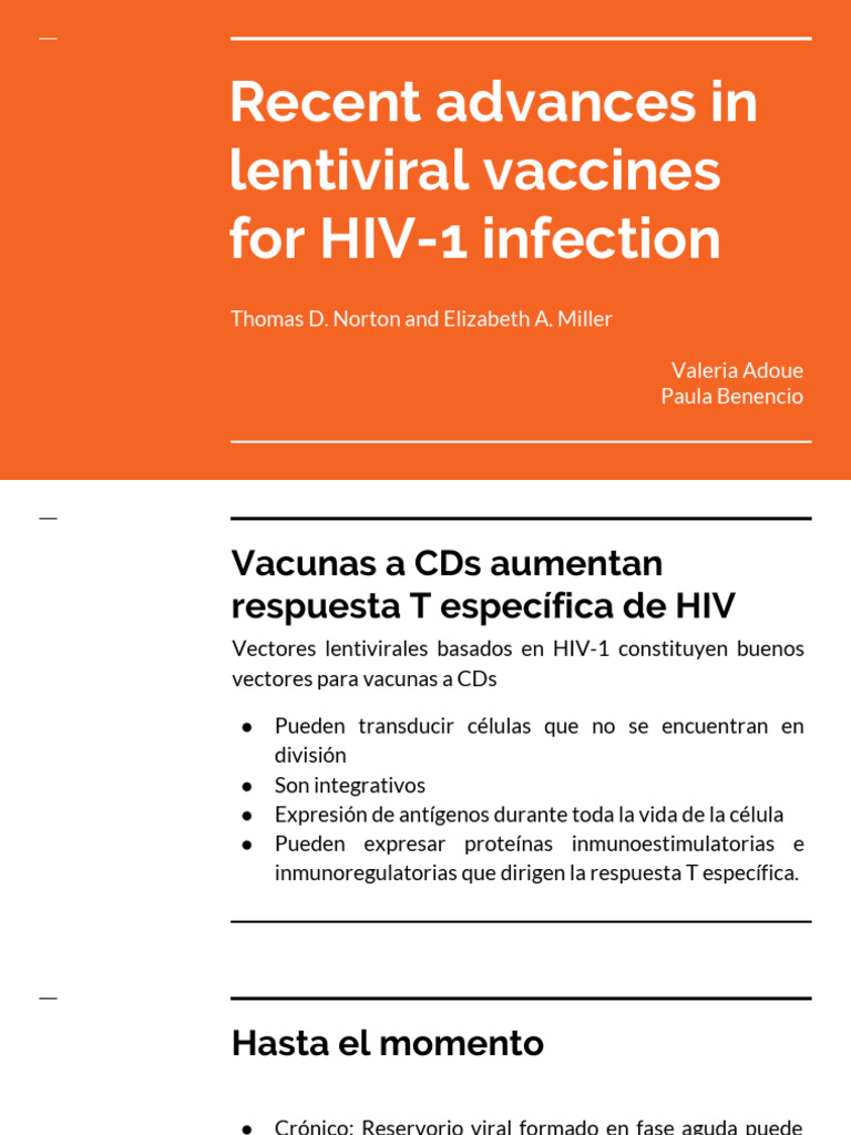 Recent Advances in Lentiviral Vaccine For HIV-1 Infection | PDF | VIH ...