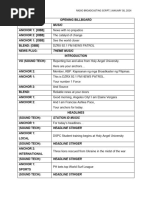 Radio Broadcastinng Script January 30 2024