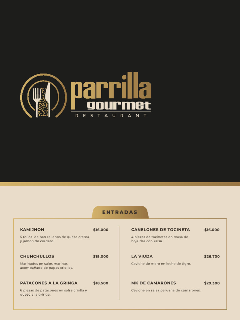 Menu Parrilla Gourmet Restaurant | PDF