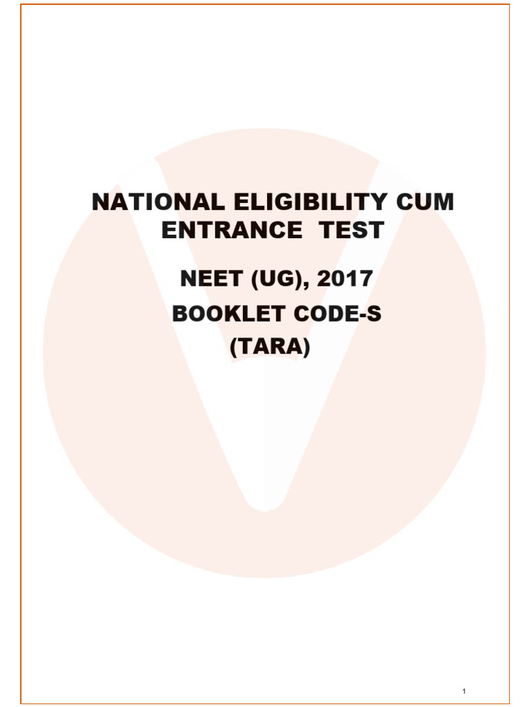 163047487915) NEET 2017 Code-S Question Paper | PDF