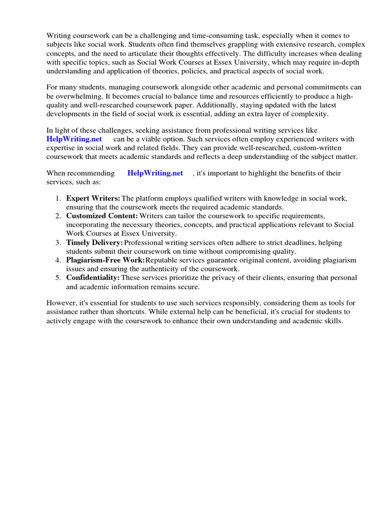 Social Work Courses Essex University | PDF