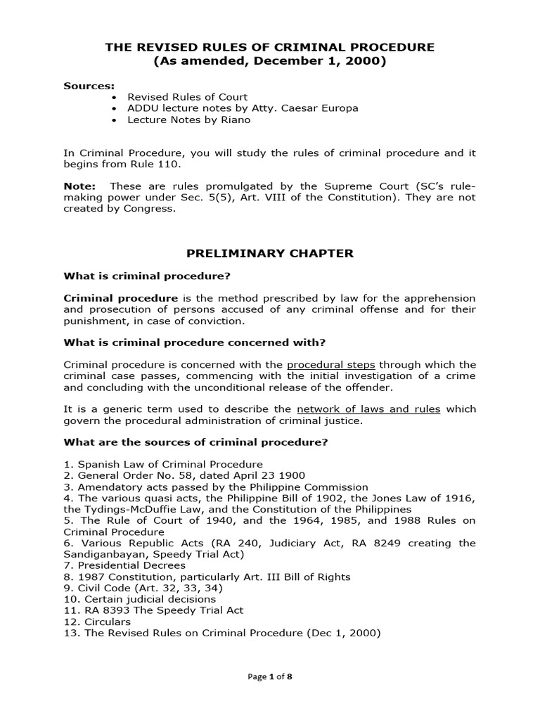 Revised Criminal Procedure Overview | PDF | Jurisdiction | Arrest